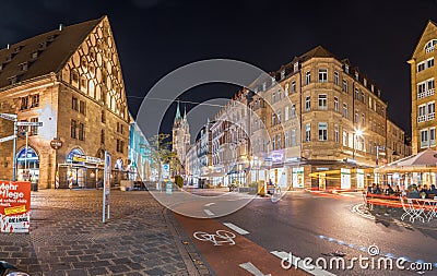 Koenigstrasse at night Editorial Stock Photo