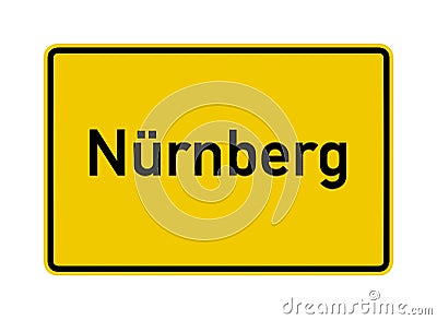 Nuremberg city limits road sign in Germany Cartoon Illustration