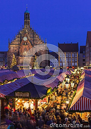 Nuremberg, Germany-Christmas Market- beautiful evening scenery Editorial Stock Photo