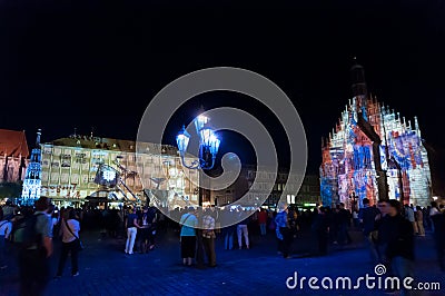 Nuremberg, Germany - Die Blaue Nacht 2012 Editorial Stock Photo