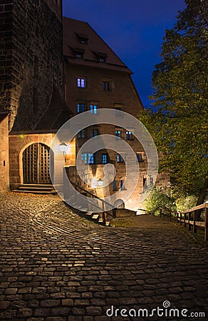 Nuremberg night, Germany -Imperial Castle Stock Photo