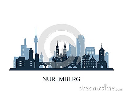 Nuremberg skyline, monochrome silhouette. Vector Illustration