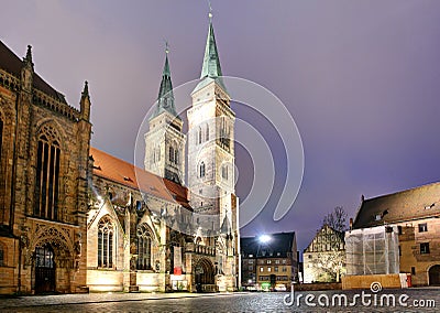 Nuremberg - St. Lawrence church at night, Germany Stock Photo