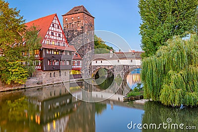 Nuremburg, Germany at Hangman`s Bridge Stock Photo
