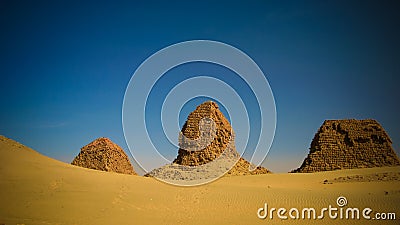 Nuri pyramids in desert in Napata Karima region , Sudan Stock Photo