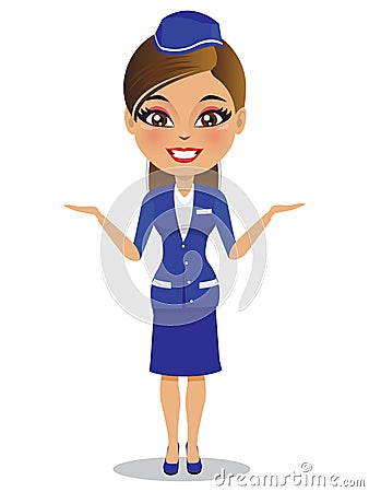 An air hostess is smiling in her uniform - Vector Stock Photo