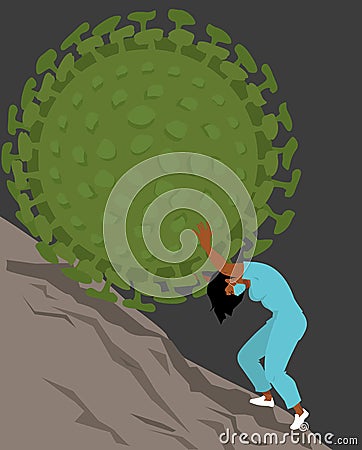 Nurse as Sisyphus Vector Illustration