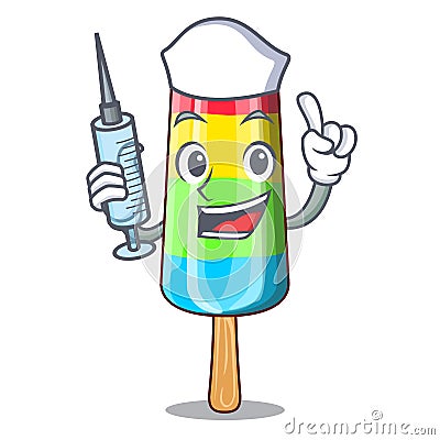 Nurse character beverage colorful ice cream stick Vector Illustration