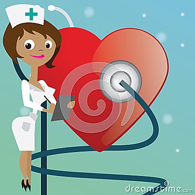 nurse checking heartbeat. Vector illustration decorative design Vector Illustration