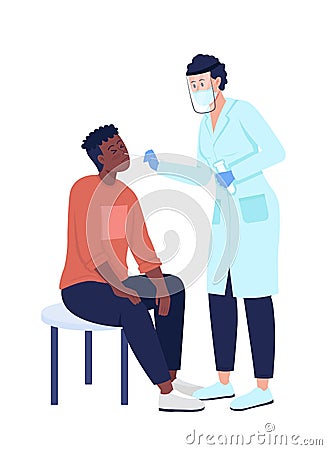 Nurse checking patient semi flat color vector character Vector Illustration