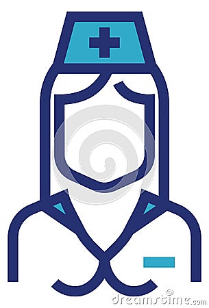 Nurse color icon. Female medical worker symbol Vector Illustration