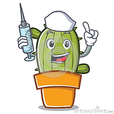 Nurse cute cactus character cartoon Vector Illustration