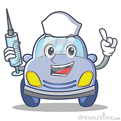 Nurse cute car character cartoon Vector Illustration