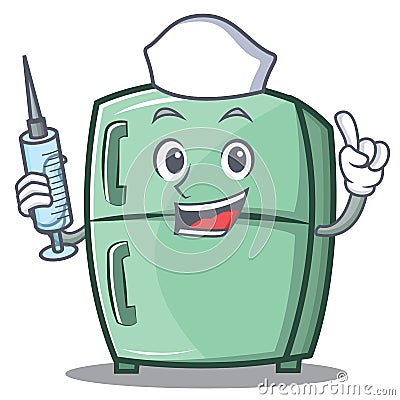 Nurse cute refrigerator character cartoon Vector Illustration