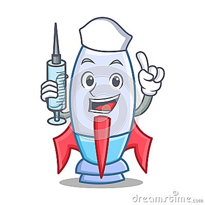 Nurse cute rocket character cartoon Vector Illustration