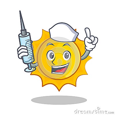 Nurse cute sun character cartoon Vector Illustration