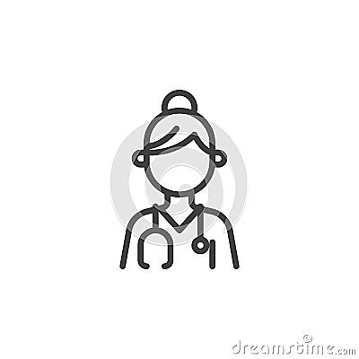 Nurse doctor with medical stethoscope line icon Vector Illustration