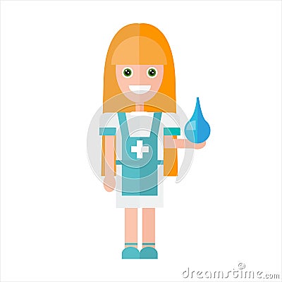 Nurse with enema. Vector Illustration