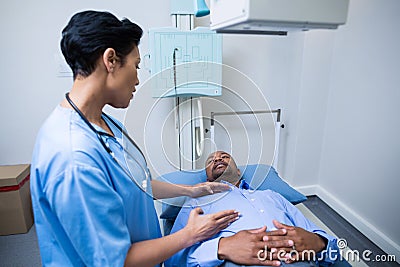 Nurse examine patient Stock Photo