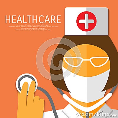Nurse with gauze bandage. Vector Illustration
