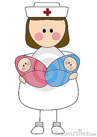 Nurse holding babies Stock Photo
