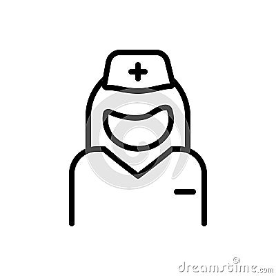 Black line icon for Nurse, assistant and attendant Vector Illustration