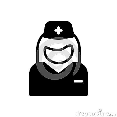 Black solid icon for Nurse, assistant and attendant Vector Illustration