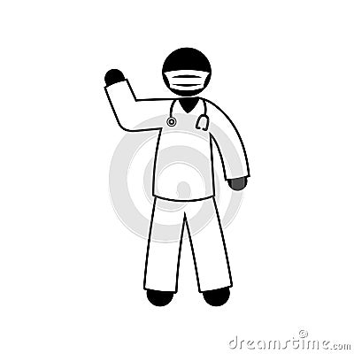 Nurse isolated icon, stick figure medical worker, stickman Vector Illustration
