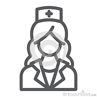 Nurse line icon, medicine and clinical, woman Vector Illustration