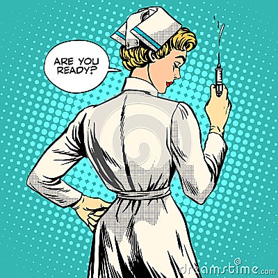 Nurse makes a shot vaccination Vector Illustration