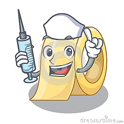 Nurse masking tape above the cartoon table Vector Illustration