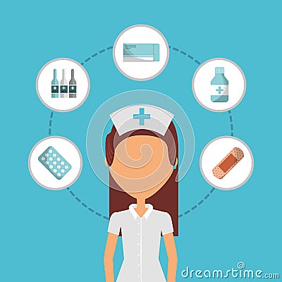 Nurse medical people first aid icons Vector Illustration