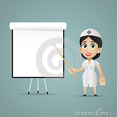 Nurse points on flipchart Vector Illustration