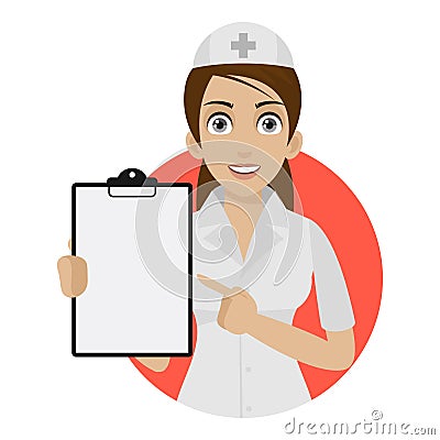 Nurse points to form in circle Vector Illustration