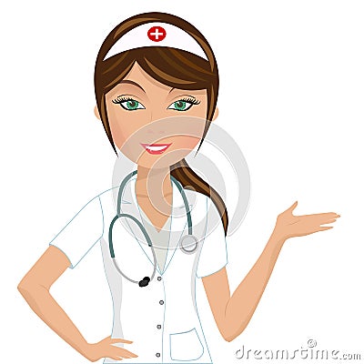 Beautiful Nurse Presenting Vector Illustration