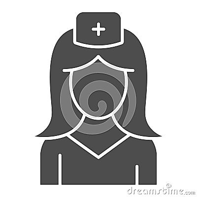 Nurse solid icon, medicine concept, medical staff sign on white background, woman in medical uniform icon in glyph style Vector Illustration