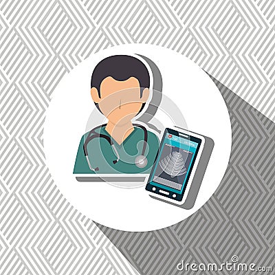 nurse stethoscope medical service Cartoon Illustration