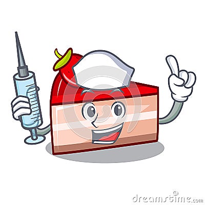 Nurse strawberry cake character cartoon Vector Illustration