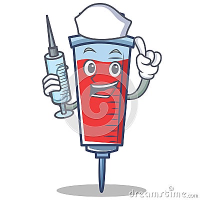 Nurse syringe character cartoon style Vector Illustration