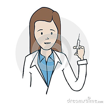 Nurse with a syringe in her hand Vector Illustration