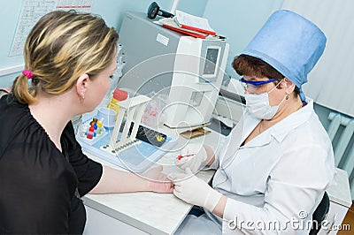 Nurse takes blood for test Editorial Stock Photo