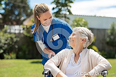 Nurse take care of senior patient Stock Photo