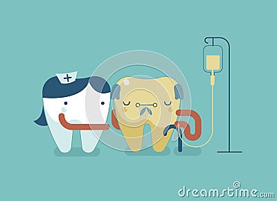 Nurse tooth is treating older tooth patient Vector Illustration