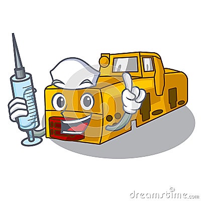 Nurse toy locomotive mine in shape characters Vector Illustration