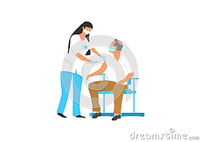 The nurse vaccinates the man Vector Illustration