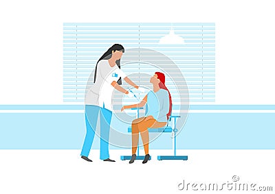 The nurse vaccinates the woman Vector Illustration