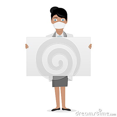 Nurse in a white lab coat. Medical staff. The character isolated. Stock Photo