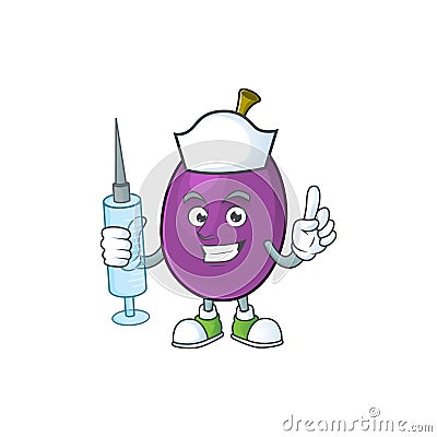 Nurse winne fruit with mascot for beverage Vector Illustration