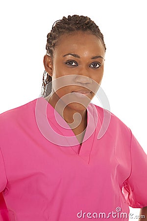 Nurse woman close serious expression Stock Photo