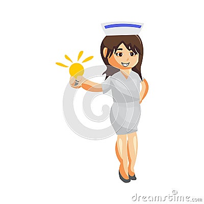 Nurse Woman hospital character clothes healthcare mascot Bring Bulb Vector Illustration